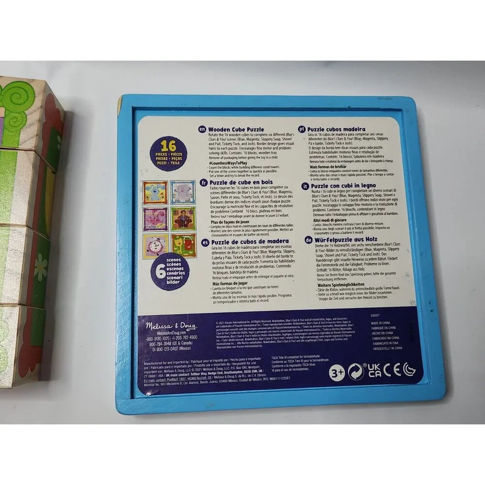 Melissa & Doug Blue’s Clues Wooden Cube Puzzle – 16 Cubes – 6 Scenes